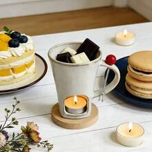 Chocolate Fondue Set With Forks, Creative Ceramic Fondue Pot, Heating Stove, Ice Cream & Cheese Melting Pot - Multicolor - View 3