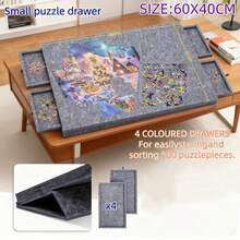 便携式拼图垫，加厚毛毡板和支架，可容纳500片拼图，配有4个分类抽屉、4个随机颜色拼图碗和可调节角度支架，随时随地享受拼图乐趣，周末休闲必备，毛毡拼图板，父亲节、母亲节、圣诞节的绝佳礼物，适合送给亲朋好友。 - 深灰色 - 查看 1
