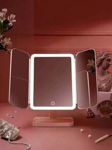 3-Fold LED Makeup Mirror With 3X/2X/1X Magnification And 800mAh Rechargeable Battery, Portable Touch Screen Lighted Vanity Mirror With 3 Color Temperatures And Brightness Adjustable, Foldable Design Suitable For Travel, Dorm, Home Use, Great Gift For Women, Girls, Makeup Artists, Valentine's Day,Giveaways,Travel,Cheap Stuff,Travel Essential - Multicolor - View 11