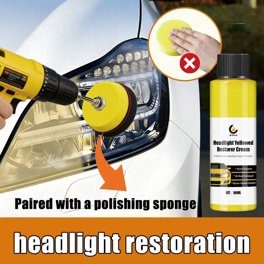 JB-XPCS 100ml Car Headlight Restoration Polish - Removes Oxidation, Yellowing, Fogging, Suitable For Polishing All Vehicle Lens - A - Xem 1