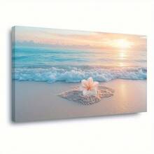 1 Pc Canvas Painting, Beach Sunset Coastal Art - Turquoise Waves And Floral Beaches , Wooden Framed Art,High Quality ,Thickness 2. 25cm/1in Thick Wall Art Printed Poster, Cuadros,Directly Hung For Family Gifts, Living Room Decoration, Bathroom Decoration, Bedroom Decoration, Kitchen Decoration, Bar Decoration, Office Decoration. Halloween, Christmas And Valentine's Day Gifts, 2D Flat - 彩色 - 查看 8