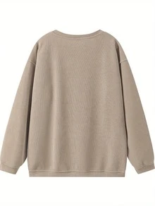 Spring Fall Oversized Ribbed Crew Neck Top  Workout Tops Women  Workout Tops  Long Sleeve Tops Women   Sweaters For Women(If You Prefer The Relaxed Fit As Shown In The Picture, We Suggest Ordering 1–2 Sizes Up.) - Màu Khaki - Xem 6