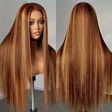 13*6 34 Inch Natural Glueless Lace Front Wig, Brazilian Remy Hair Wavy Curly Lace Closure Wig, 13x4 5*5 Lace Front Wig, Mixed Synthetic Hair Wig, Glueless Lace Closure Wig, Natural Black Color, Suitable For Halloween, Christmas Party And Various Occasions, Excellent Gift For Women - SP4/27 - View 5