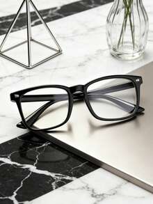 1pc/2pcs Retro Square Rivet Optical Glasses, Unisex Fashion Eyeglasses Suitable For Daily Use - Clear - View 1