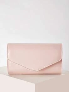 AIBBYDAR Women's Evening Bag, Solid Color Pink, PU Leather, Suitable For Evening Dress, Portable Cosmetic Bag, Crossbody Bag, Wallet, Envelope Bag, With Detachable Metal Chain, For Ball, Wedding Season, Party, Holiday Gathering, Carnival, Christmas, Halloween - Pink - View 3