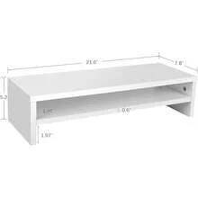 Monitor Stand Riser White, 21.6 Inch 2 Tiers Wood Desk Shel F Computer Screen Stand With Storage For Desktop Laptop/Screen/TV/PC/Printer, Desk Shel F Organizer 21.6\ L X 7.8\ W X 5.2\ H - 白色 - 查看 4
