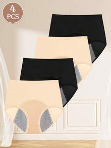 MEIYATING 4条装女士透气网眼无痕内裤，高腰防漏经期内裤 - 彩色 - 查看 6