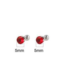 1 Đôi Khuyên Tai Đinh Tán Bằng Thép Không Gỉ, Khuyên Tai Vòng Tròn Đá Cubic Zirconia Nhiều Màu Sắc Dành Cho Nữ, Phụ Kiện Khuyên Tai, Trang Sức Nam - Bạc - Xem 13