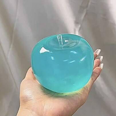 1pc Soft & Comfortable Slow Rebound Malt Pink & Green Crystal Big Apple, Plush & Thin Sticky Outer Layer, Moldable Creamy Texture Squeeze Toy Ball, Suitable For Christmas Desktop Decor, Office Stress Relief, Ideal Gift