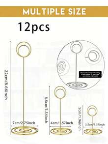 12 piezas Soportes para números de mesa, 3 tamaños 5cm/8.5cm/22cm Soportes para fotos de mesa con base antideslizante, adecuados para bodas, fiestas, mesas de comedor, marcos de fotos, notas, fiestas de cumpleaños u otros banquetes - Multicolor - Ver 2