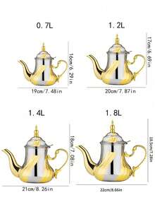 yeefeeco 1 Arabic-Style Stainless Steel Teapot, Traditional Religious Style Teapot, A Must-Have For The Back-To-School Season - Gold - View 7