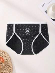 4PCS Women's Panties Collegiate Style Sports Underwear High Slit Underwear, Casual Daily Women's Briefs - Multicolor - View 5