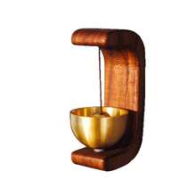 磁性黄铜门铃，背面带粘胶，无线木质风铃，无需钻孔，玄关装饰 - 深棕色 - 查看 7