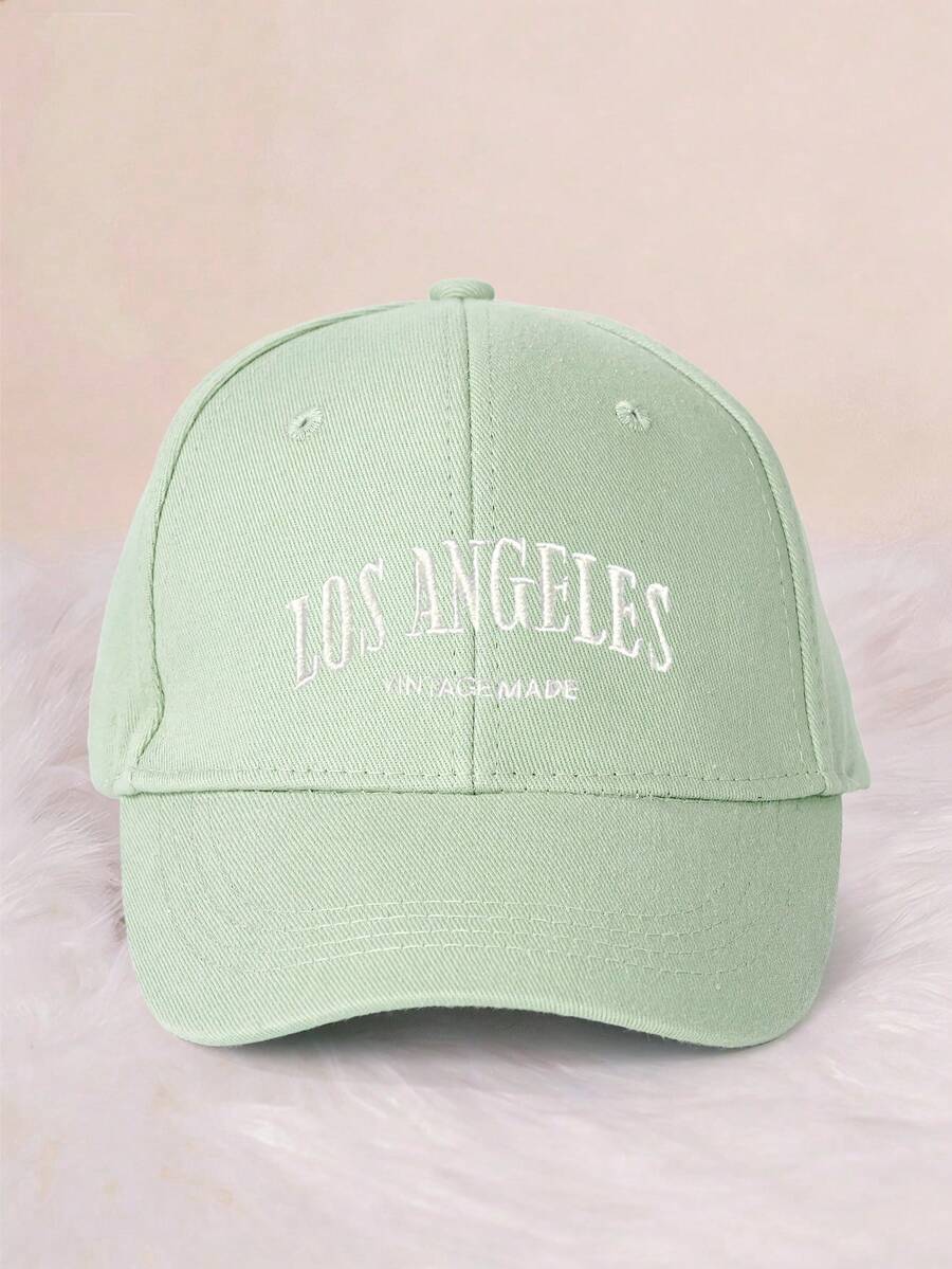 1顶男女童通用刺绣字母“LOS ANGELES”Y2K风格透气棒球帽，适合户外休闲穿着，春秋季节皆宜。 - 淺綠 - 查看 1