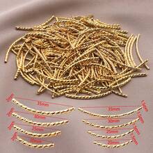 15pcs 18K Gold Tube Spacer Beads Curved Noodle & Long-Lasting Brass Twist Beads For DIY Necklace Bracelet Jewelry Making Findings - Multicolor - View 7