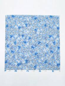 1pc New Heart Print Tassel Decor Shawl Scarf, Sweet Style Lightweight Wrap For Travel & Sun Protection - Multicolor - View 8