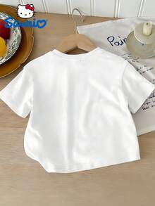 SANRIO Girls' Dress Summer Crew Neck Short Sleeve - Playful  - Printed Design Crew Neck T-Shirt, Girls' T-Shirt Sweatshirt, Girls' Top, 180g Polyester Soft Fabric, Suitable For Gifts For Children - trắng - Xem 3
