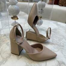 Pointed Toe Chunky Heel Women's Shoe Classic Elegant High Heel 027 SHOW SHOW - NAPA ALMOND - View 3