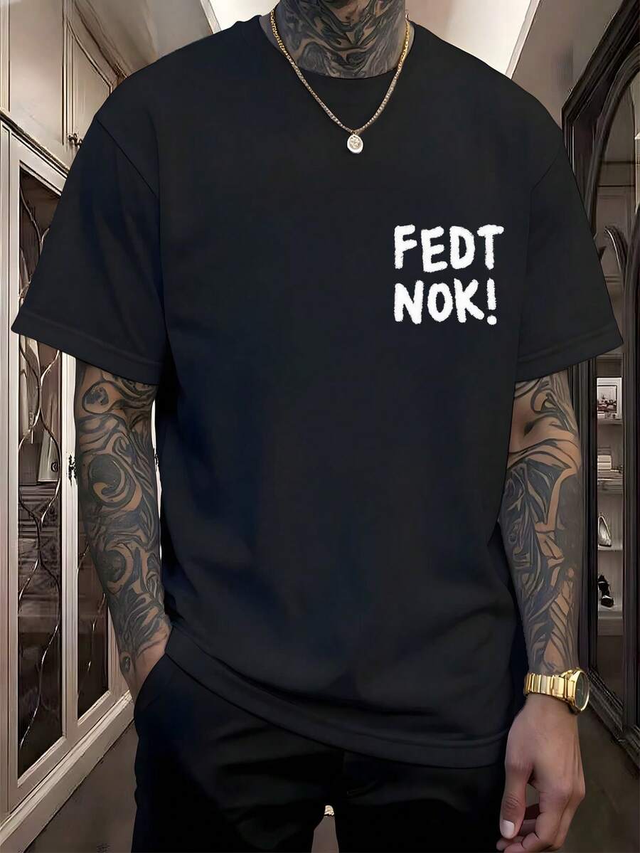 Camiseta Hombre, Letras Bold, Minimalista, Cuello Redondo, Diaria, Jóvenes, Urbano,playera de hombre,ropa de hombre,playeras,parejas,envio nacional,regalo para hombre,oversize hombre. - Negro - Ver 1