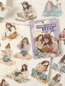 1 Pack Comfortable Life Series Waterproof Stickers, Character Sticker Sheets, Scrapbooking Supplies, DIY Planner Stickers - Multicolor - View 5