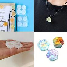 1pc Mini Cat Paw Pendant Silicone Mold, DIY Resin Crafts - White - View 3