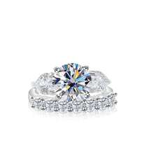 925 Sterling Silver 3.7 Carat Moissanite Ring Set, Fashionable & Luxurious Design, Suitable For Daily Wear, VVS1 Clarity, Perfect Round Cut, Comes With GRA Certificate And Gift Box