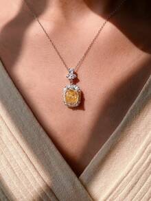 1件925纯银时尚钻石项链，精致优雅的女士项链，适合日常佩戴、约会、新年、情人节等场合，是送给女士的珍贵珠宝礼物。 - 銀色 - 查看 8