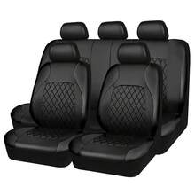 9pcs/4pcs Set PU Leather Quilted Car Seat Covers, Universal Fit For Most Sedans, SUVs, Pickup Trucks Full Set