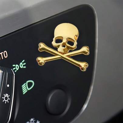 1pc Unique Metal Skull 3D Car Sticker, Exclusive Exterior Car Decor With Prominent 3D Effect, Fits Multiple Vehicle Models, Cool Modification For Car Body & Windows