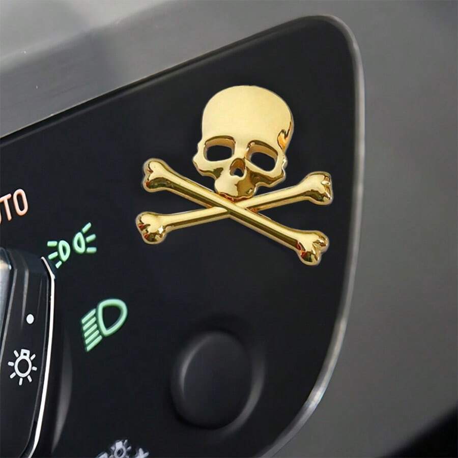 1pc Unique Metal Skull 3D Car Sticker, Exclusive Exterior Car Decor With Prominent 3D Effect, Fits Multiple Vehicle Models, Cool Modification For Car Body & Windows - 3D Car Skull Sticker - View 1