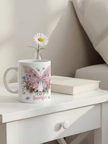 1pc Customized Name & Butterfly Pattern Mug, Personalized Name Coffee Cup, Customized Text Mug, Personalized Anniversary Memorial Cup, Housewarming Gift, Valentine's Day Gift, Anniversary Gift, Graduation Gift, Mother's Day Gift, Father's Day Gift, Ideal Dad/Mom Gift, Unique Wife/Husband Gift, Perfect Boyfriend/Girlfriend Gift, Personalized His/Her Gift, Warm Pet Lover/Owner Gift - Butterfly - View 2