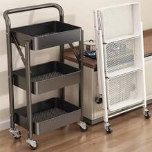 3 Tier Metal Folding Trolley Cart Office Wheel Storage Rack Rolling Shelf Beauty - Multicolor - View 2
