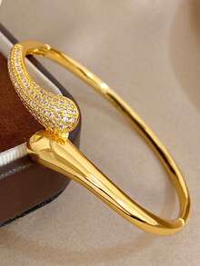 Ensemble de bracelet, bague et jonc plaqué or 18 carats, bijoux vintage pour femmes, convient pour la Saint-Valentin, les fêtes, le soir, le port quotidien, le Nouvel An, le mariage, la plage, Noël, l'anniversaire, la Fête des Mères, cadeau de demoiselle d'honneur de style bohème - Multicolore - Voir 2