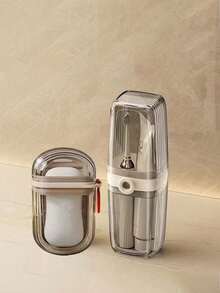 1 Set Portable Travel Soap Dish And Toothbrush Holder - Plastic, Oval Shape, Essential For Camping, Gym, Bathroom Accessories - Nhiều màu - Xem 2