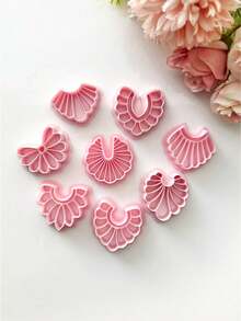 1/8Pcs Multi-Shape Boho Geometric Polymer Clay Cutters & Molds – Modern Minimalist Theme Craft Tools For DIY Earrings Jewelry Charms & Handmade Accessories - Pink - View 7