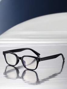 1 Pair Unisex Fashionable Non-Prescription Glasses, Casual & Versatile For Daily Life, Office, Reading, TV Watching, Gaming, Phone Decoration - Black Flat - View 2