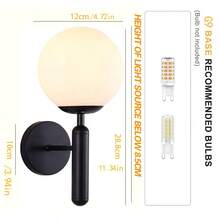 Modern Gold/Black Wall Lamp - Wall Lamp With Milky White Spherical PC Lampshade, Single Light Bathroom Vanity Mirror Light, Suitable For Bedroom, Staircase, Living Room, G9 Lamp Holder (Bulb Not Included)