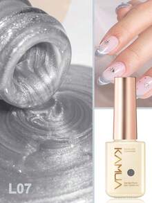 KAMUA 灰色猫眼凝胶指甲油 - 12毫升 深灰色玻璃猫眼闪粉凝胶指甲油 闪亮透明可卸UV美甲设计 美甲礼物 女士 - 彩色 - 查看 7