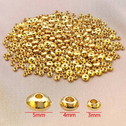 20颗扁平圆形隔珠，3/4/5毫米，18K镀金黄铜圆盘形散珠，适用于DIY珠宝制作，项链、手链、耳环等工艺品材料