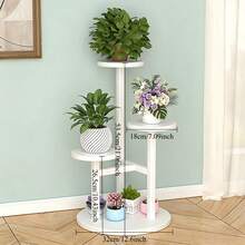 4-Tier Metal & Wood Plant Stand, Minimalist Solid Color Corner Multi-Layer Indoor/Outdoor Flower Pot Rack, Suitable For Balcony, Garden, Patio - Multicolor - View 2