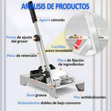 Rebanadoras Manual Cortadora Carne Jamon Verduras Alimentos Plateado - Plateado - Ver 4