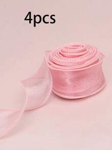1 件半透明欧根纱丝带，带卷边，非常适合礼品包装、蛋糕装饰、婚礼、DIY 蝴蝶结缎带，用于节日派对装饰，回到学校情人节