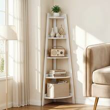Extra Large 5-Tier Corner Bookshelf - Heavy-Duty Space-Saving Bookcase, Lightweight PP Structure, Modern White Shelf For Home Office, Living Room & Kitchen Balcony - Easy Assembly Floor-Standing Storage Organizer With Bohemian Style Design, Corner Shelves, Corner Book Shelf, Book Shelf For Living Room, Book Organizers And Storage, Bookshelf Organizer, Book Shelf Organizer, Corner Shelf Stand, Corner Furniture, Corner Shelf For Room, Corner Shelf For Living Room - 5 Layers Of White - View 1