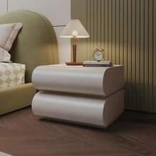 Italian Leather Nightstand, Cream White Bedside Table With Drawer, Minimalist Solid Wood Storage Cabinet For Small Spaces, Modern Bedroom Furniture With Soft Closing For Room Decor,Mesa De Noche,Bedroom Furniture,Night Stand - 白色 - 查看 7