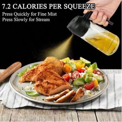 1pc 470ml 2-In-1 Oil Sprayer Bottle With Precise Pouring Spout And One-Click Operation - Anti-Clogging Filter System, Transparent Glass-Like Shell, Suitable For Air Fryer, Frying, Grilling, Salad Dressing - Healthy Oil Bottle With Ergonomic Grip And Anti-Spill Design (Compatible With Oil, Vinegar, Soy Sauce, Water) - Suitable For Home And Professional Kitchen - Rust-Proof, Quality, Includes 2-In-1 Spray And Pouring Function - Birthday Gift, Christmas Gift, Gift For Family, Gift For Culinary Hobbyists