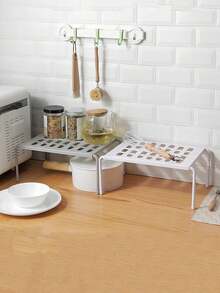 1pc Multi-Function Expandable Storage Rack, Kitchen Spice Rack, Home Organizer Rack, Cabinet Shelf - Multicolor - View 8