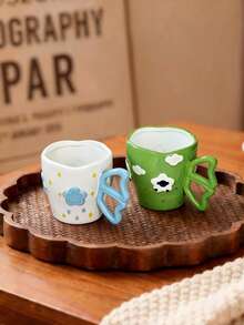 1pc Creative Handmade Minimalist Large Capacity Ceramic Coffee Mug/Cup For Home Use - Multicolor - View 3