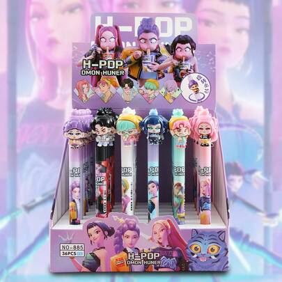 1/2/3/4/5/6 piezas Juego de bolígrafos de tinta azul borrable con temática KPOP, útiles escolares para primaria, bolígrafos DIY, suministros de oficina y escolares, adecuados para el Día de San Valentín, el Día de la Madre, el Día de las Enfermeras, Acción de Gracias, vuelta al cole, regalos creativos para hijas y madres, bolígrafos para firmar en bodas, herramientas de escritura fina