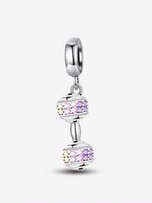 1pc Fashionable Dumbbell Beaded Accessory, Suitable For Women Bracelet, Bangle DIY Jewelry Making And Daily Outfit Decoration, Suitable For Girls Wearing - Silver - View 14