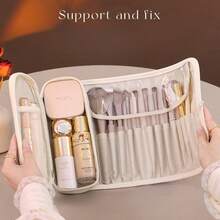 Bolsa de almacenamiento de brochas de maquillaje de alta calidad - Estuche cosmético profesional portátil | Diseño compacto con función de ajuste de brochas y apariencia elegante, adecuado para diversas herramientas de maquillaje, conveniente para el almacenamiento y la organización - Multicolor - Ver 5
